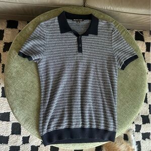 Michael Kors Black and Gray Knit Polo